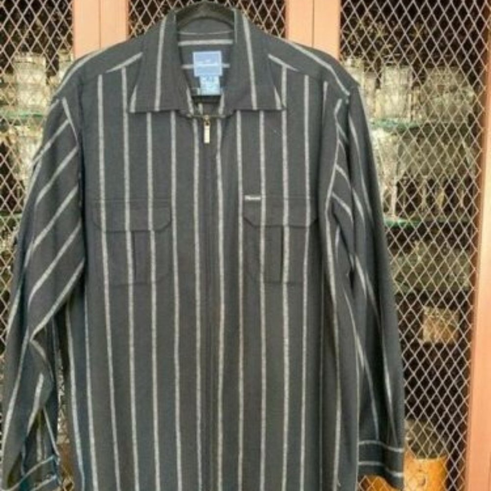 Faconnable Navy Chalkstripe Shirt LS Shirt XL